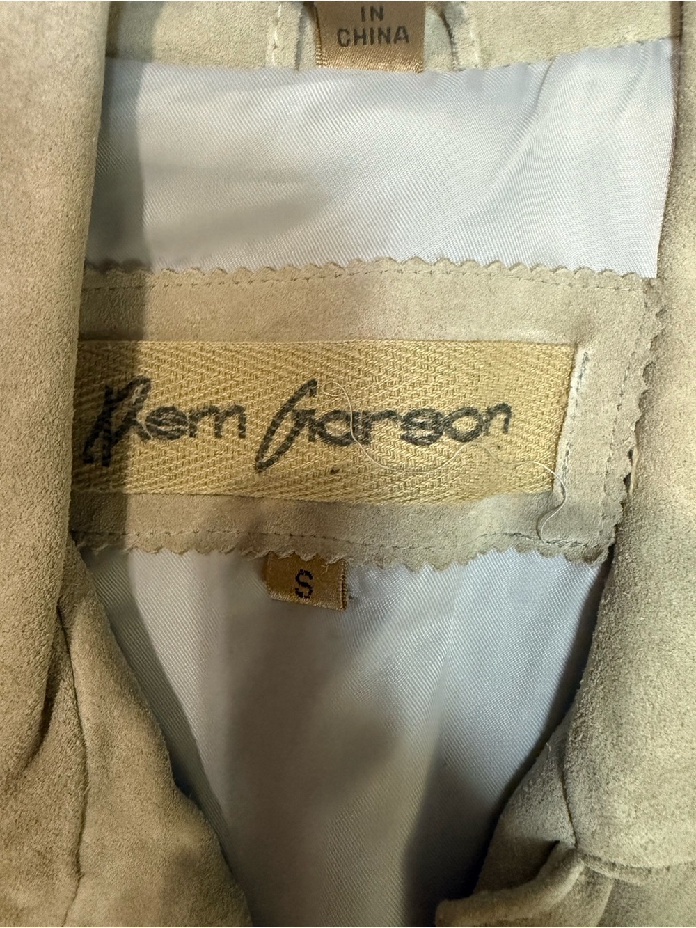 REM Garson Suede Leather Jacket Womens Small Beige Button Front Vintage - Picture 3 of 8